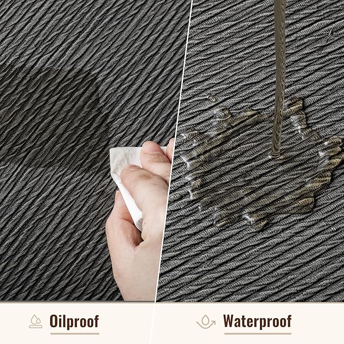 Jovono 15" Faux Leather Big Round Placemats Set of 8 - Washable Heat Resistant Non-Slip Dining Table Mats with Fabric Texture for Kitchen Home Party Decor, Gray