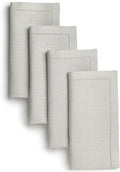 D'Moksha Homes Silver Grey Linen Napkins Set of 4 - Classic Hemstitch 100% Pure Linen Dinner Napkins Cloth 20 x 20 Inch for Spring, Easter - Handcrafted and Machine Washable