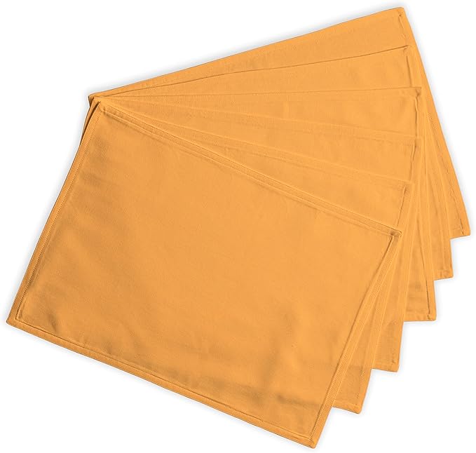 Calicot Placemats Set of 6 100% Cotton Washable Cloth Place Mats, Reusable Table Mats for Spring/Summer & Thanksgiving Christmas Decorations Kitchen Dining Party Wedding (Apricot Yellow, 13" x 19")