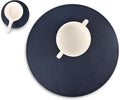 Set of 8 Faux Leather Round Placemats and Coasters, Coffee Mats Kitchen Table Mats, Waterproof, Easy to Clean for Kitchen Dining Round Table