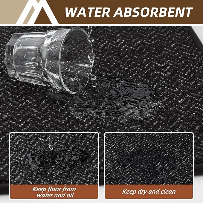 COSY HOMEER Kitchen Rugs 20"x32" Non-Slip Kitchen Mats for Floor Absorbent Stain Resistant Kitchen Floor Mat Machine Washable Rugs for Kitchen,Hallway,Sink,Black