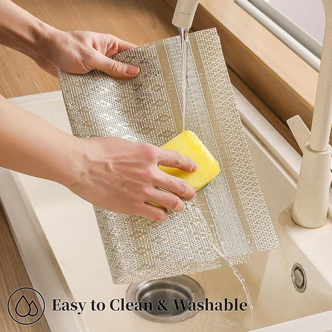 Leetaltree Stardust Yellow Placemats Set of 12 - Heat Resistant Non-Slip Place mats for Dining Table, Washable Durable PVC Vinyl Woven Table Mats（Stardust Yellow, 12）