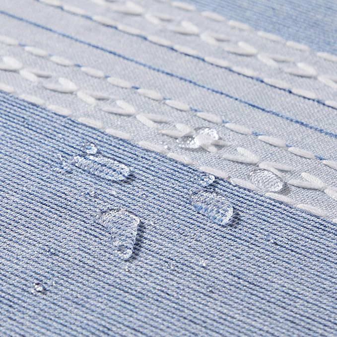 ZeeMart Contrast Linen Table Cloth Square Table Cloths 60x60 Inch Mid-Stripe Blue, Farmhouse Style Heavy Weight Dusty Blue Tablecloth, Water Resistant Burlap Tablecloths