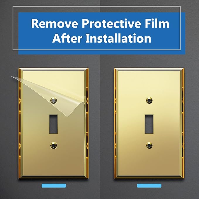 LIDER Reflective Acrylic Toggle Switch Wall Plate, Mirrored Light Switch Cover, Plexiglass Cover Plate, Acrylic Glass, Oversized 1-Gang 5.25" x 3.44", LWP-11O-AGD5P, Gold, 5 Pack