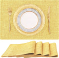 homing Cotton Linen Placemats Set of 4, Cloth Washable Farmhouse Dining Table Mats for Indoors & Outdoors, Easy to Clean, Mustard Yellow, 13 x 19 Inch