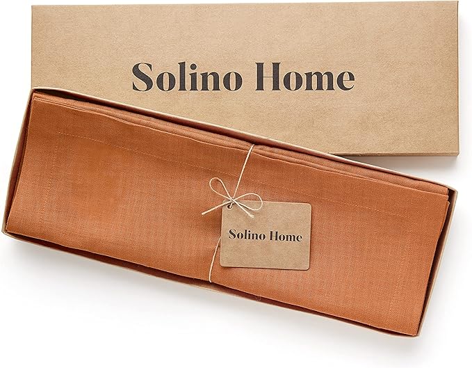 Solino Home Linen Placemats Set of 4 - Pumpkin Placemats 14 x 19 Inch - 100% Pure Linen Table Place Mats - Fete