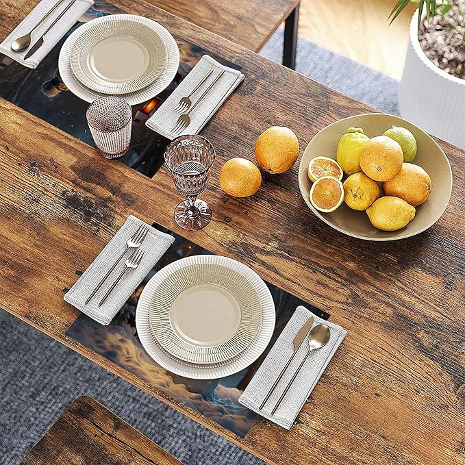 Christmas Snowman Placemats Set of 6, Linen Washable for Christmas, Thanksgiving, Party, and Daily Dining, Decorative Winter Table Mats for 4-6 Person Table