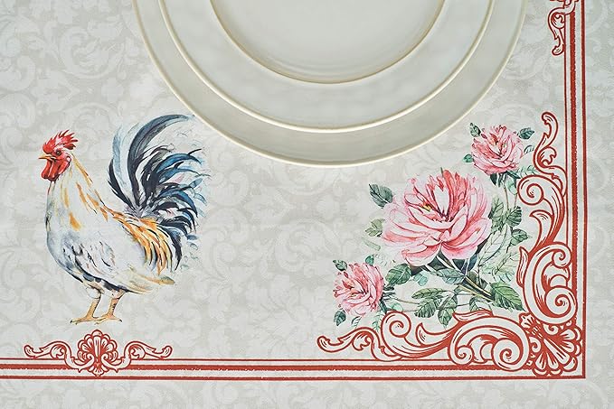Maison d' Hermine Table Cloth Square Table 100% Cotton 60 x 60 Inches Tablecloth Reusable Decorative for Dining Room Farmhouse Home Valentines Day Decorations Spring Summer - Campagne
