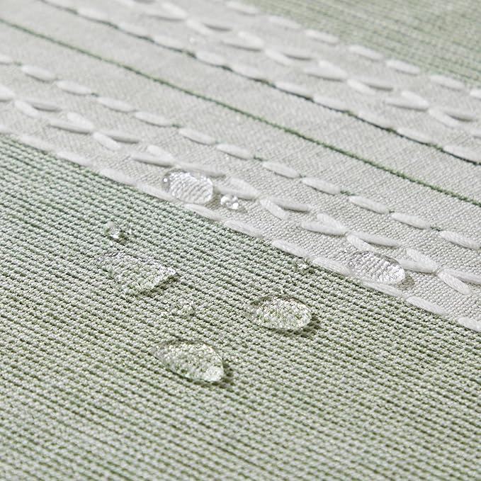 ZeeMart Contrast Linen Table Cloth Square Table Cloths 60x60 Inch Mid-Stripe Green, Farmhouse Style Heavy Weight Sage Green Tablecloth, Water Resistant Burlap Tablecloths