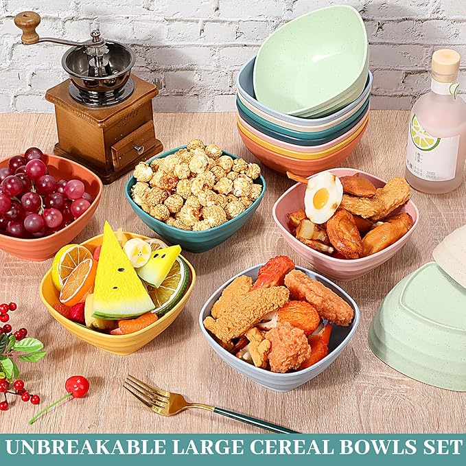 Gejoy 64 Pcs Unbreakable Cereal Reusable Wheat Straw Lightweight Bowls Microwave and Dishwasher Safe Soup Fiber Bowls for Kitchen Serving Salad Rice Snacks(Multicolor)