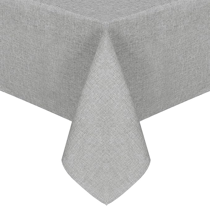 JIUZHEN Rectangle Table Cloth Faux Linen Farmhouse Tablecloth Wrinkle and Stain Resistant Decorative Fabric Table Cover for Kitchen, Dining Room, Parties and Camping, Light Grey, 54 x 108 Inch