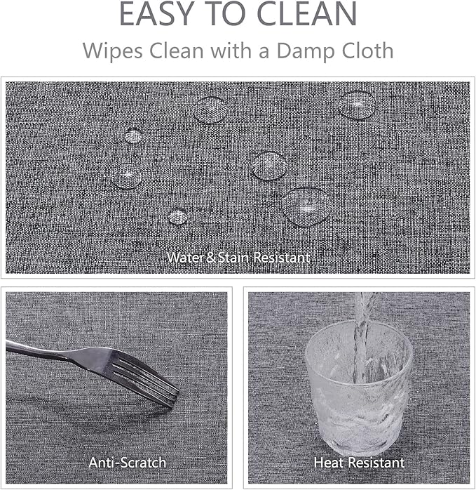 Rectangle Tablecloth Linen Textured Waterproof & Stain Resistant Table Cloth Wrinkle Free Decorative Fabric Farmhouse Table Cover for Dining/Party/Buffet/Wedding, 60 x 120 Inch, Dark Grey