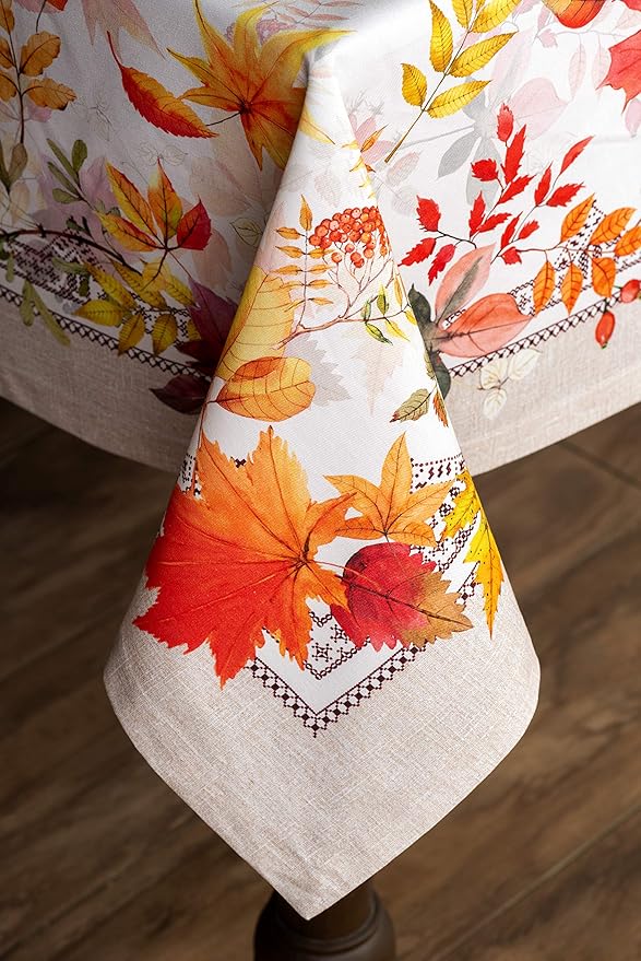 Maison d' Hermine Table Cloth Rectangle Table 100% Cotton 60 x 120 Inches Fall Tablecloth Reusable Everyday Use for Thanksgiving Christmas Decorations Dining Farmhouse Party (Amarante)