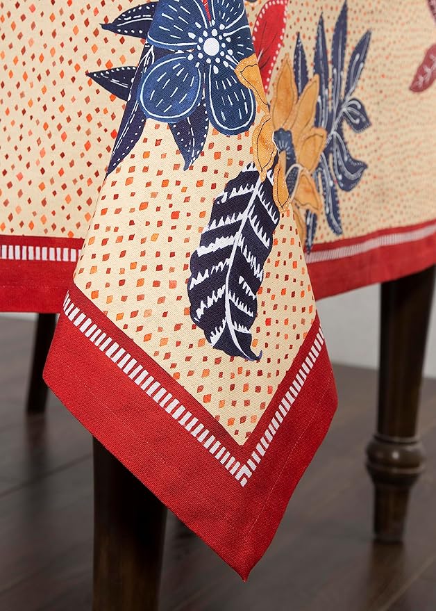 Maison d' Hermine Table Cloth Square Table 100% Cotton 54 x 54 Inches Fall Tablecloth Reusable Everyday Use for Thanksgiving Christmas Decorations Dining Farmhouse Party (Kalahari)