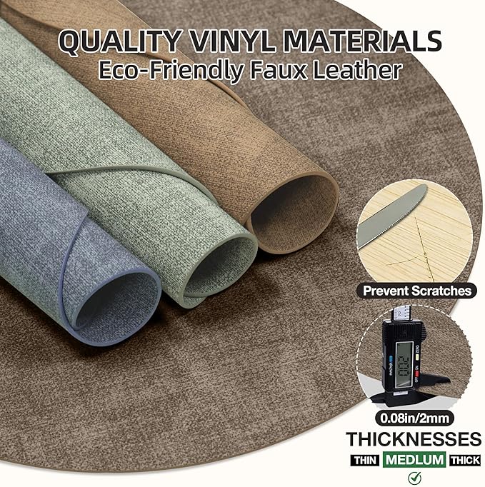 15 inch Faux Leather Round Placemats Set of 6 Non-Slip Washable Wipeable Table Mats, Heat Resistant Waterproof Oilproof Dark Coffee Place Mats for Kitchen, Dining, Party, Indoor, Outdoor