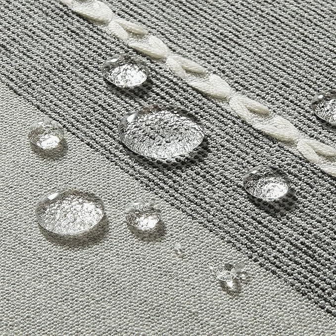 ZeeMart Contrast Linen Round Tablecloth 52 Inch Grey, Farmhouse Style Round Table Cloth Heavy Weight Grey Tablecloths, Water Resistant Burlap Table Cloths