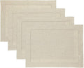 Solino Home Linen Placemats Set of 4 - Classic Hemstitch Natural Placemats 14 x 19 Inch - 100% Pure Linen Table Mats for Spring, Easter