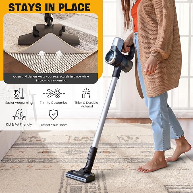 Non-Slip Rug Pad Gripper 2.5x8 Feet, Anti Skid Mat for Kitchen Hallway Runner Rug, Keeps Rugs in Position and Safe, Thick Cushioned Carpet Pad for Hardwood Floors Protection