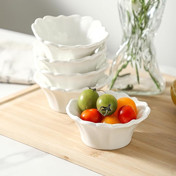 UIBFCWN 3.3oz White Dipping Bowl Set of 10, 3.7inch Ceramic Soy Sauce Dishes, Small Pinch Bowls for Condiment Sushi Olive Oil Ketchup, Dipping Sauce Cups/Bowls/Dishes for Kitchen