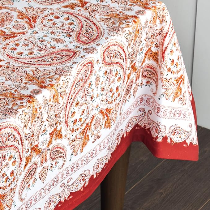 Maison d' Hermine Table Cloth Rectangle Table 100% Cotton 60 x 108 Inches Fall Tablecloth Reusable Everyday Use for Thanksgiving Christmas Decorations Dining Farmhouse Party (Orient)