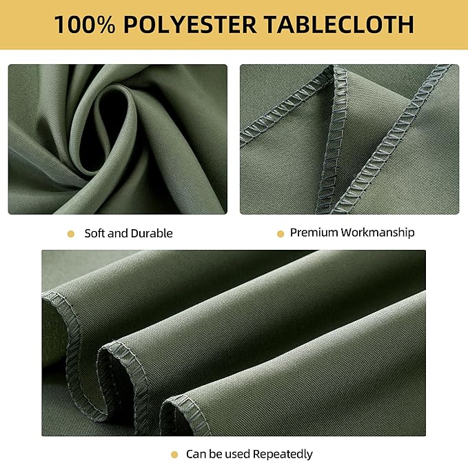 2-Pack 90x156 inch Sage Green Table Cloths, Solid Stain and Wrinkle Resistant Oblong Tablecloth, Premium Plain Weave Polyester Fabric Rectangle Table Linen Covers for Hotel, Banquet