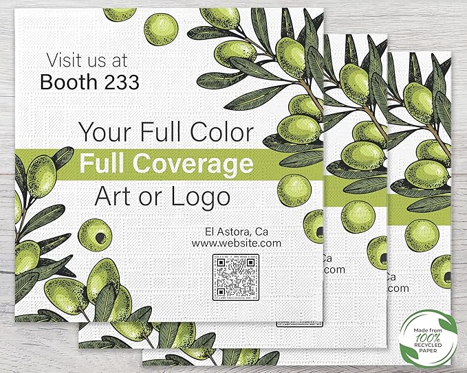 100% Recycled Custom Cocktail Napkins - Personalized 100% Recycled Napkins - Eco-friendly & Full-Color Digital Printed - Events & Celebrations - Pack of 50 - All Over Embossed Full Coverage, 5"x 5"