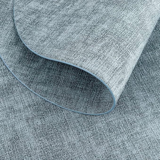 Placemats for Dining Table Set of 6 Non-Slip, Heat Resistant Oval Leather Placemat Double Layer, Waterproof Table Mats Easy to Clean for Kitchen Dining Room, Light Blue