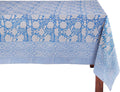 ATOSII Azora Blue 100% Cotton Rectangle Summer Tablecloth, Handblock Floral Table Cloth for Dining Table I Parties Wedding Outdoors I Grand Millennial Decor 60 X 108 Inches I 8 Seater Memorial Day