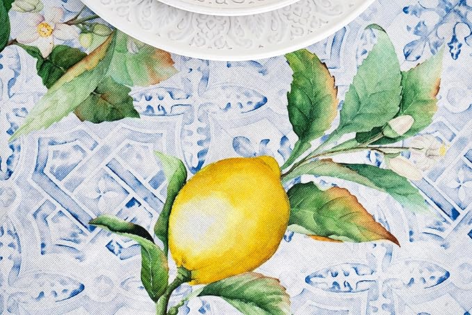 Maison d' Hermine Table Cloth Rectangle Table 100% Cotton 70 x 90 Inches Tablecloth Reusable Decorative for Dining Room Farmhouse Home Valentines Day Decorations Spring Summer - Citrus