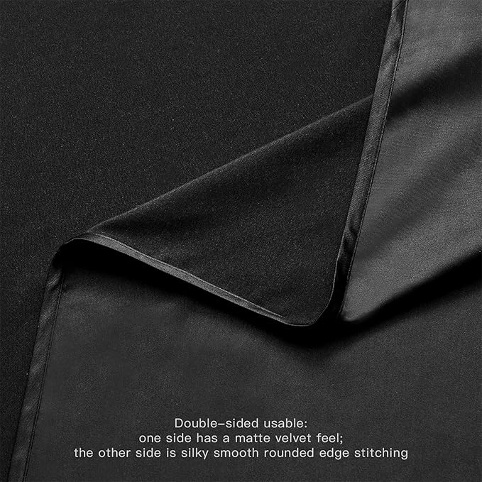 BALCONY & FALCON Rectangle Tablecloth Waterproof Table Cover Fuzzy Linen and Satin Double-Sided Usable Table Cloth for Dining, Kitchen, Cafe, Parties and Outdoor Use (Black 55x70)