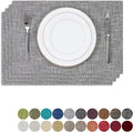 Kevin Textile Table Mats Set of 4 Heat Resistant Washable Placemats for Parties Buffet Dinner, 13 x 19 inches, Light Grey