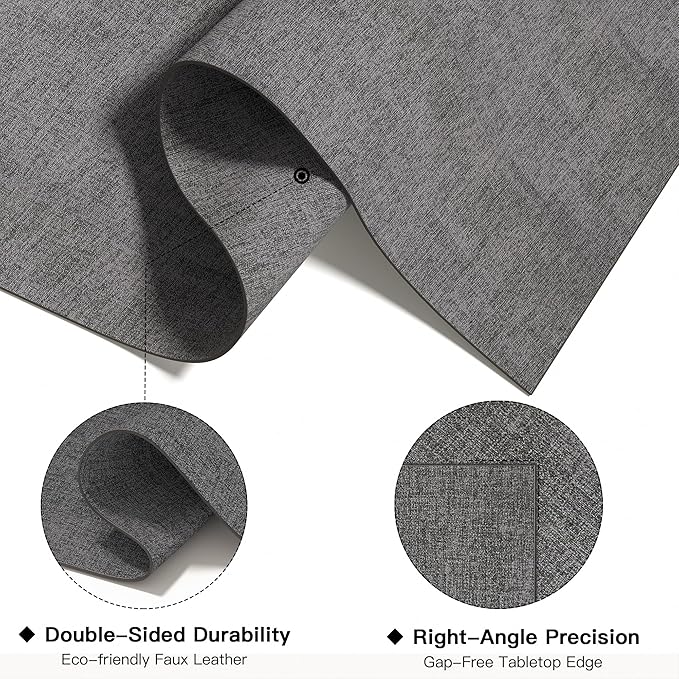 DOLOPL Placemats Set of 8, Reversible Wipeable & Heat Resistant Place Mats, Modern Faux Leather Table Mats for Kitchen, Neutral Waterproof Tablemats for Dining Table Decor, Wedding, Party(Charcoal)