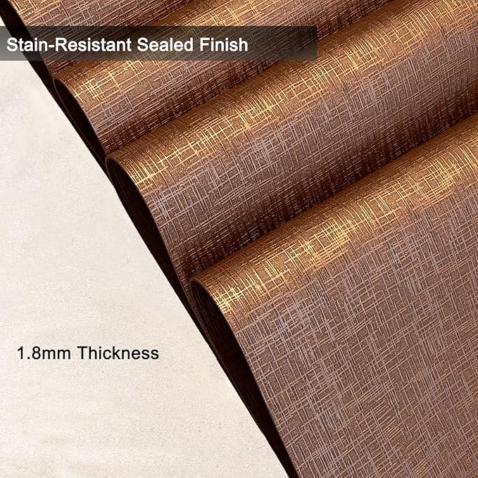 Set of 4 Faux Leather Placemats, Dual‑Sided Non‑Slip Vinyl Placemats, Washable Table Mats, Wipeable Metallic Dining Mats for Kitchen and Dining