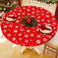 Round Spandex Christmas Tablecloth, Elastic Fitted Waterproof Tablecloths for 45"-56" Tables, Stretch Washable Picnic Table Cover for Christmas Dinner, Dot Snowflake