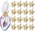 ALPHA Living HOME Leaf Decor Napkin Rings - 12 Pcs Modern Napkin Ring Dining Metal Table Décor for Wedding, Holiday, Thanksgiving, Christmas, Formal Dining & Special Occasions (Gold)