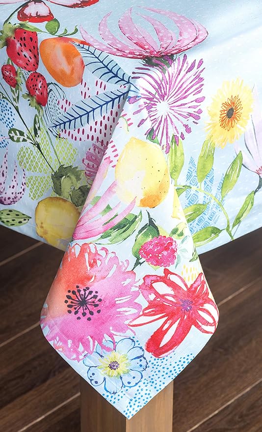 Maison d' Hermine Table Cloth Rectangle Table 100% Cotton 60 x 108 Inches Tablecloth Reusable Decorative for Dining Room Farmhouse Home Valentines Day Decorations Spring Summer - Jardin D'Ete - Mint