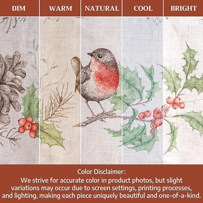 Maison d' Hermine Table Cloth Round Table 100% Cotton 63 Inches Fall Tablecloth Reusable Everyday Use for Thanksgiving Christmas Decorations Dining Farmhouse Party (Christmas Dew)