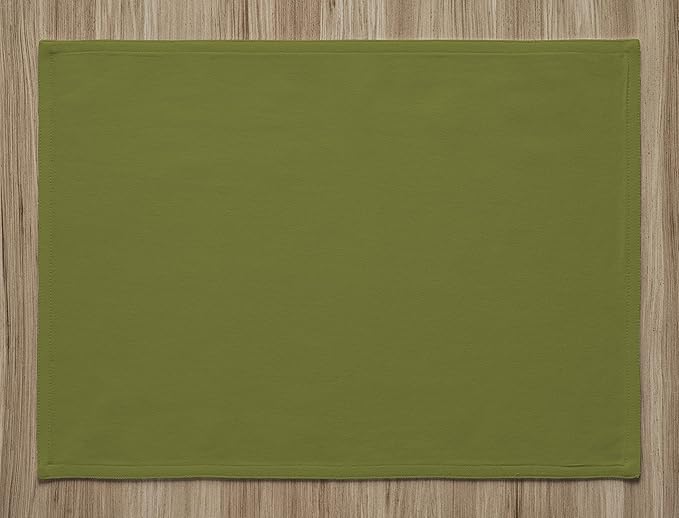 Calicot Placemats Set of 6 100% Cotton Washable Cloth Place Mats, Reusable Table Mats for Spring/Summer & Thanksgiving Christmas Decorations Kitchen Dining Party Wedding (Sap Green, 13" x 19")