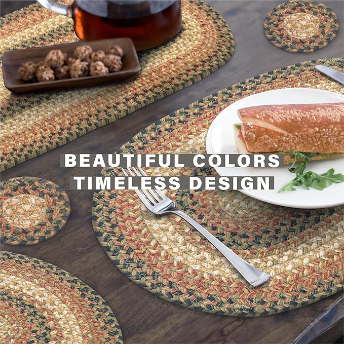 Homespice Russet Jute Braided Kitchen Trivets for Hot Dishes, Warm Country Decor, Set of 6, Multicolor 8" Round Heat Resistant Mat - Rich Colors, Easy to Clean, Durable and Protects Furniture