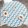 Walrus Round Vinyl Fitted Tablecloth with Flannel Backing Elastic Edge Design Table Cover Waterproof Oil-Proof PVC Table Cloth Stain-Resistant Best for 57"-66" Round