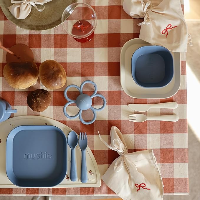 mushie Flatware Fork and Spoon Set For Kids | Made in Denmark (Twilight Blue)
