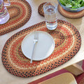 Homespice Gingerbread Jute Braided Oval Placemats, Warm Country Decor, Set of 6, 13x19 Brown Table Mats - Vibrant Colors, Durable, Easy to Clean and Protects Furniture