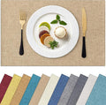 Homaxy Cloths Placemats for Dining Table Set of 12, Heat Resistant Washable Cotton Linen Blend Table Mats, Easy to Clean Place Mats for Indoor Outdoor Party Kitchen Decoration, 13" x 19", Flaxen