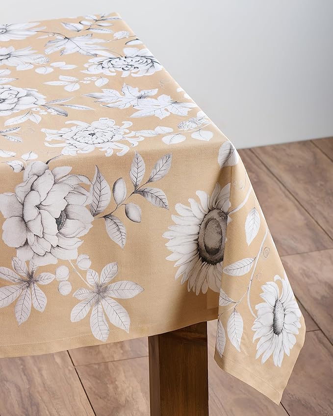 Maison d' Hermine Table Cloth Rectangle Table 100% Cotton 70 x 108 Inches Fall Tablecloth Reusable Everyday Use for Thanksgiving Christmas Decorations Dining Farmhouse Party (Pretty Autumn)