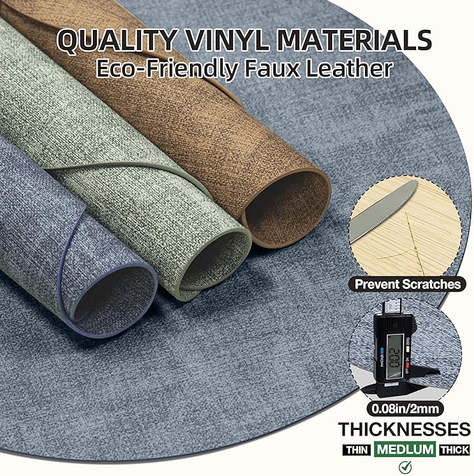 15 inch Faux Leather Round Placemats Set of 4 Non-Slip Washable Wipeable Table Mats, Heat Resistant Waterproof Oilproof Place Mats for Kitchen, Dining, Party, Indoor, Outdoor Blue