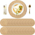 Kochorie Set of 36 Round Woven Placemats 12-Inch Natural Water Hyacinth Plant Placemats Hand-Woven Boho Rattan Placemat Wicker Weave Table Mats for Home Table Farmhouse