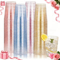 DaYammi 100 Pack 10 Oz Plastic Cups Glitter Disposable Cups in Assorted Colors,Plastic cups with 4 Colors, Disposable Wine Glasses Heavy Duty disposable Tumblers Drinking Cocktail Glasses for Party