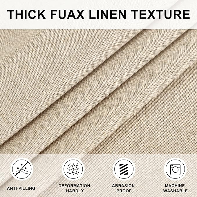 Hiasan Round Linen Tablecloth 30 Inch - Wrinkle and Stain Resistant Washable Polyester Fabric Table Cloth for Dining Room Kitchen Party, Beige