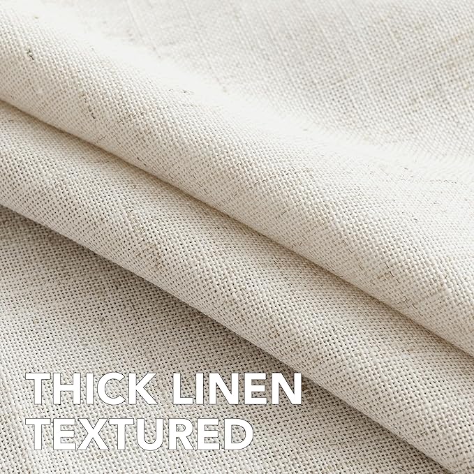 H.VERSAILTEX Linen Table Cloths Round 60 Inch Premium Tablecloth Spill-Proof Waterproof Table Cover for Dining Buffet Feature Extra Soft and Thick Fabric Wrinkle Free, Natural