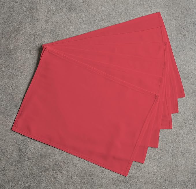 Calicot Placemats Set of 6 100% Cotton Washable Cloth Place Mats, Reusable Table Mats for Spring/Summer & Thanksgiving Christmas Decorations Kitchen Dining Party Wedding (Tomato Red, 13" x 19")